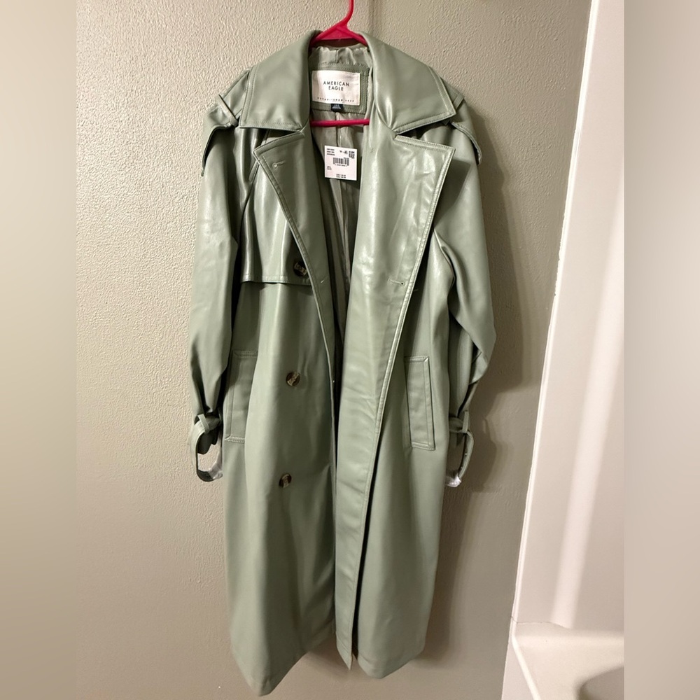 American Eagle Outfitters sage Green Trench Coat L